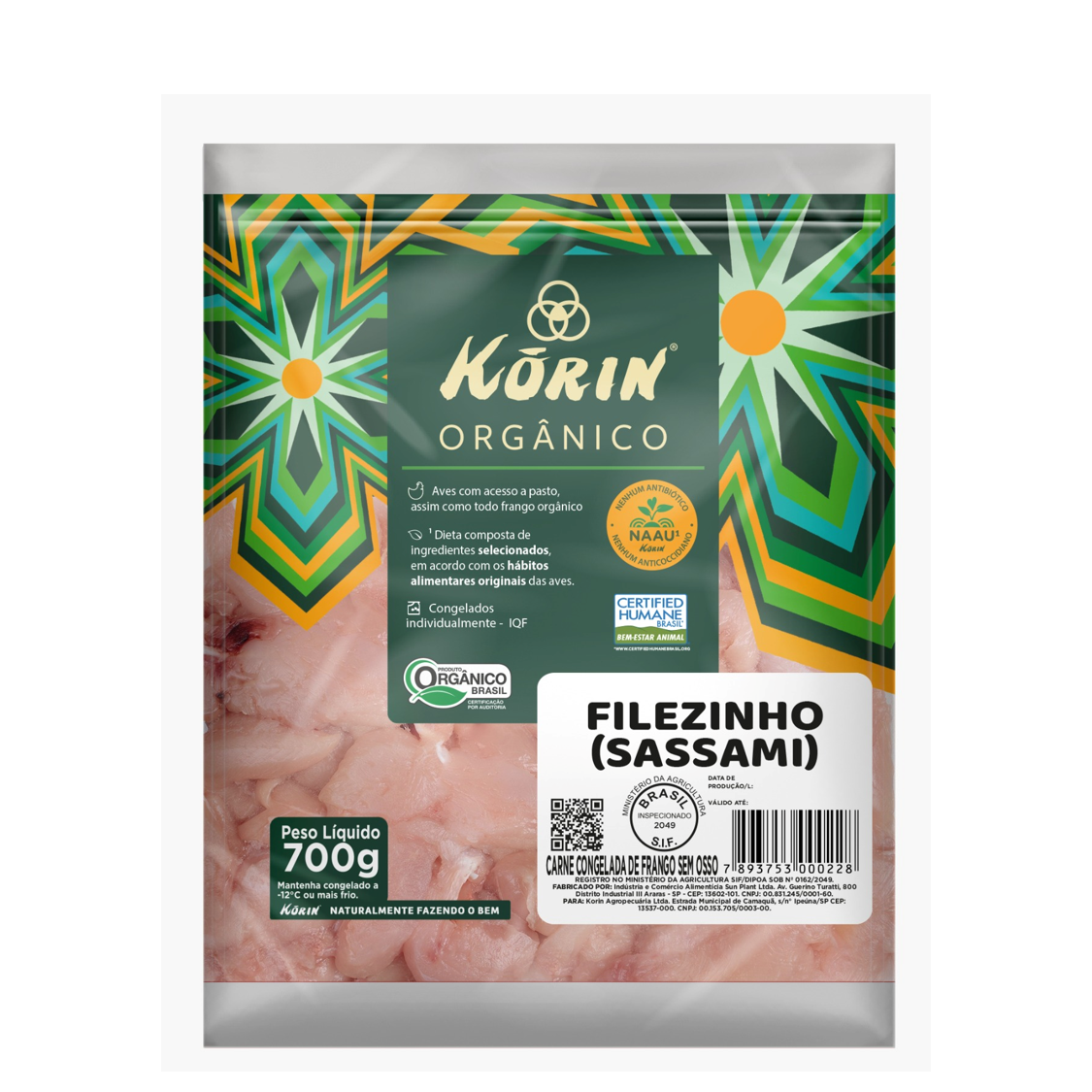 Sassami de Frango Orgânico (700g) – Korin